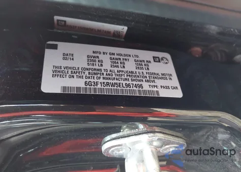 2014 Chevrolet Ss from USA, damaged, VIN 6G3F15RW5EL967496